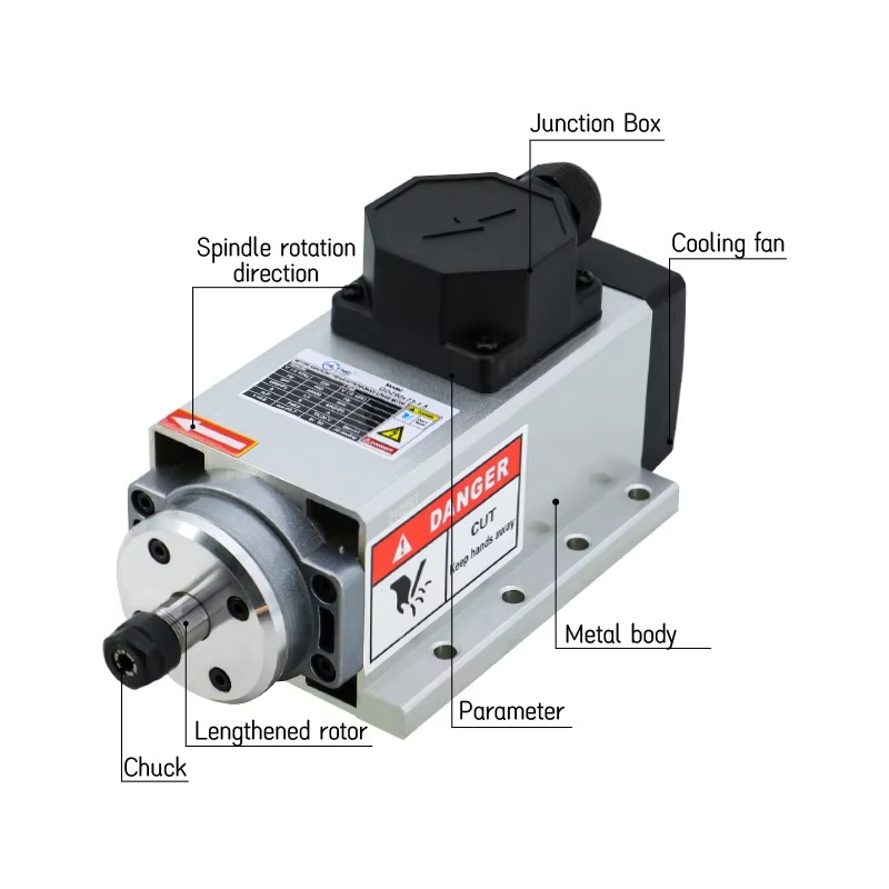 High Speed 1.5KW 2HP Air Cooli - огляд і ціна Er20 Collet Chuck Spindle Motor 220V