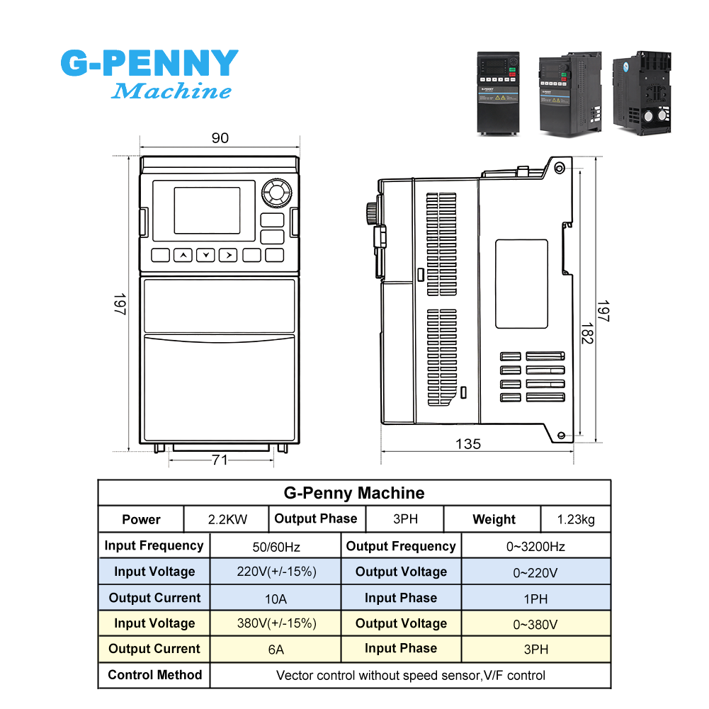 G-Penny 2.2kw ER20 Water Coole - огляд і ціна 2.2Kw Water Cooled Spindle Kit Vfd